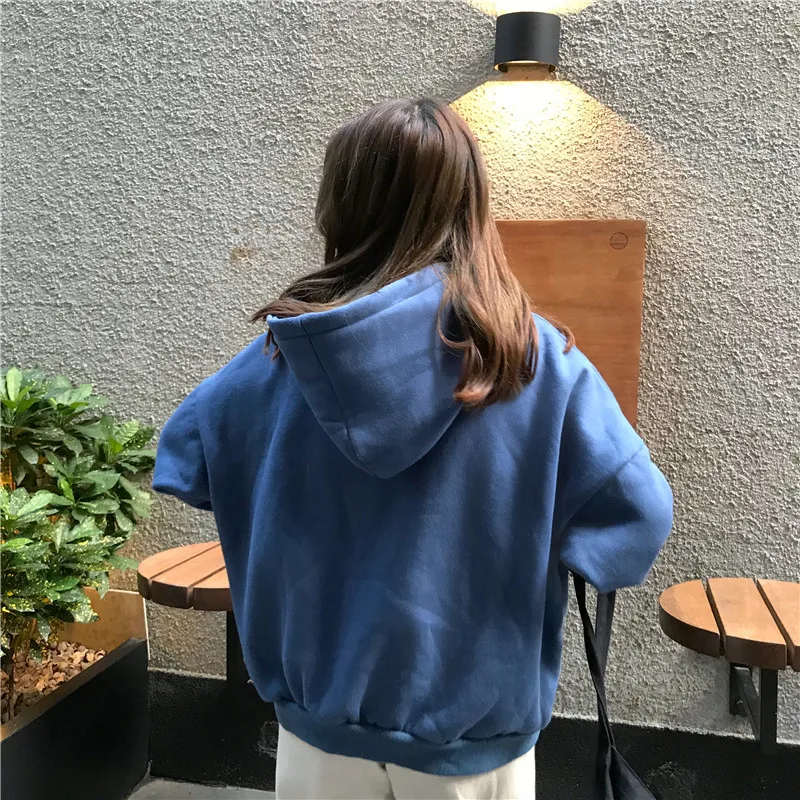 Sudadera Mujer осень зима Женская толстовка с капюшоном и длинным рукавом корейский Ulzzang Harajuku поддельные 2 шт. флисовая толстовка Женское пальто