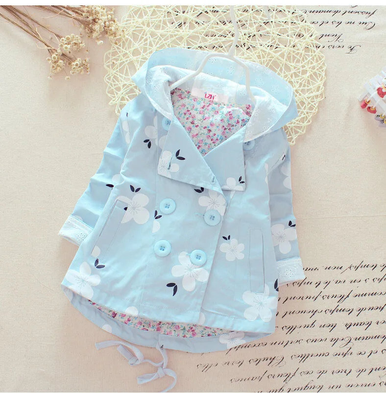 

New Girls Coat Spring Flower Cherry Pattern Hoodies Coat For Girls Lovely Toddler Baby Kids Sweatshirt Children Clothing
