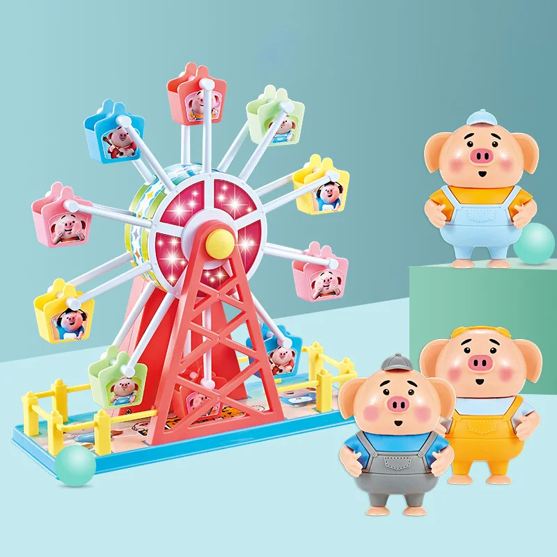 ferris wheel Электрический мультфильм свинья игрушка семья Рождественская вечеринка качели музыка свинья игрушка для детей - Цвет: ferris wheel
