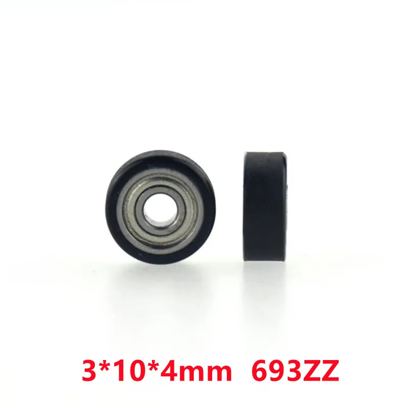 

10pcs/50pcs PU69310-4 3*10*4mm Polyurethane PU 693ZZ Miniature Noise Free Bearing Soft Rubber Friction Pulley 3x10x4mm