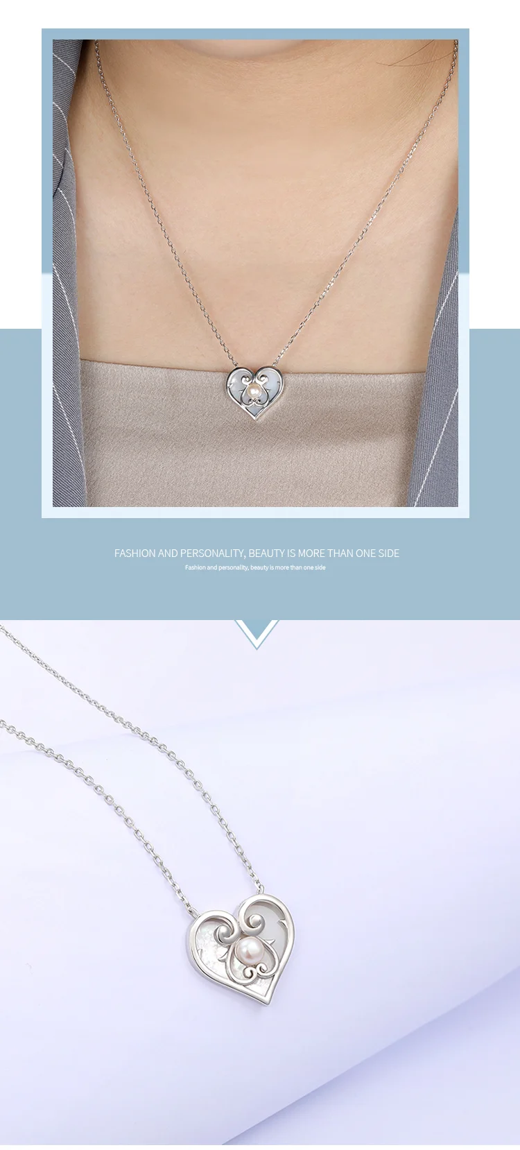 2021 New Trend 925 Sterling Silver LOVE Hip-hop Jewelry Gifts Retro Oval Natural Precious Pearl Shell Pendant Necklace for Woman