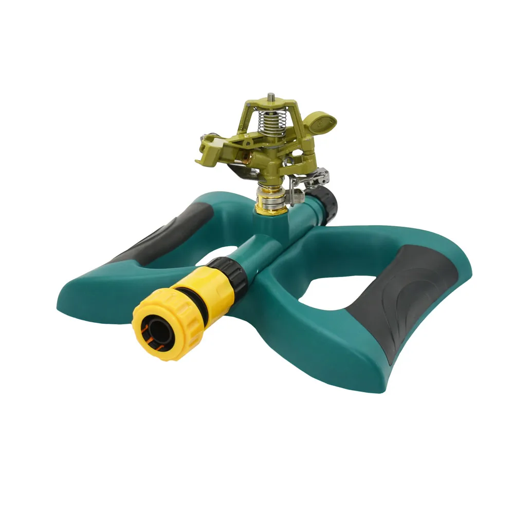 Metal 360 Degree Auto Rotatable Water Sprinkler with Support Adjustable Garden Lawn Irrigation Tools Garden Rocker Nnozzle