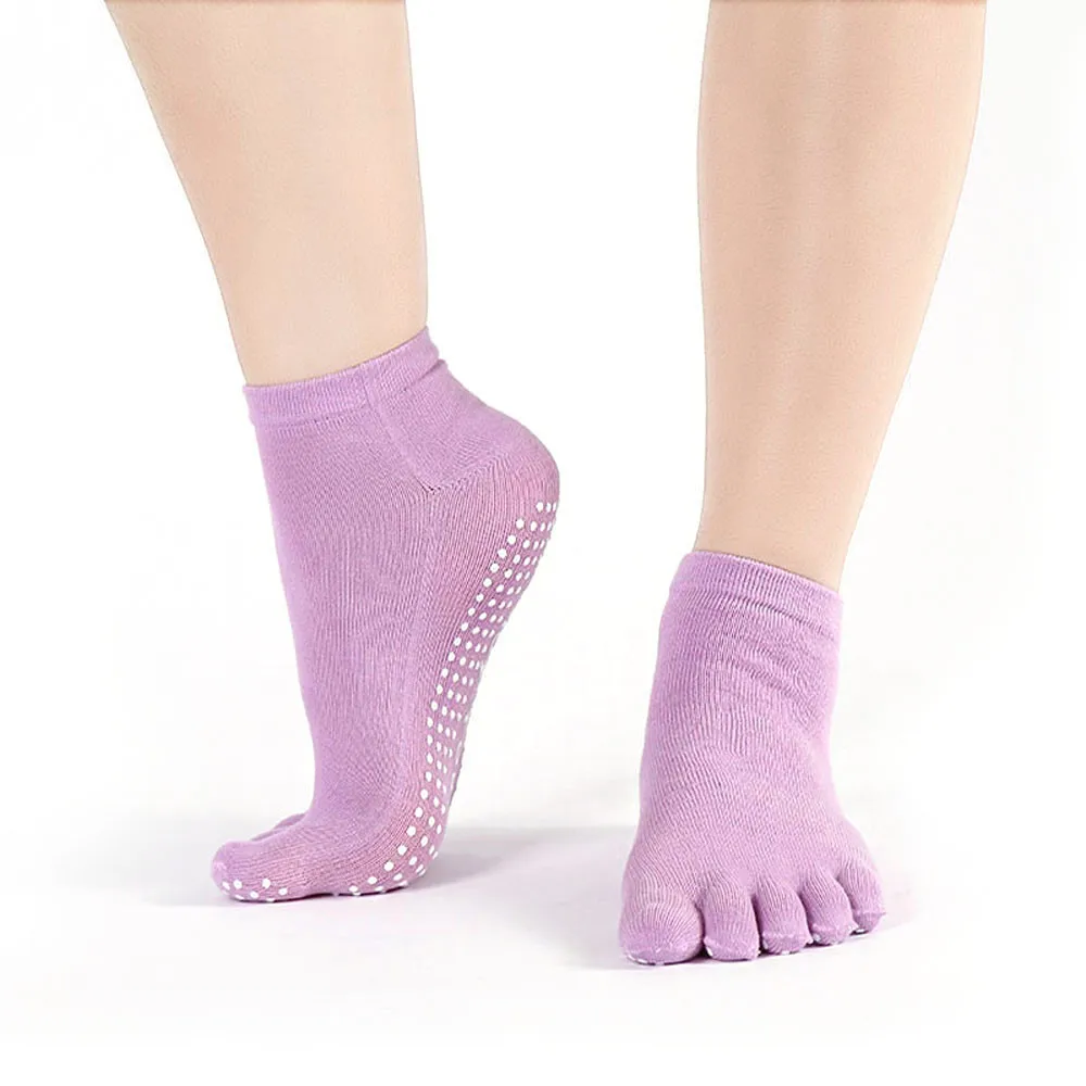 Горячая Распродажа, женские нескользящие носки, носки для фитнеса, пилатеса, спортивные носки с пятью пальцами, хлопковые цветные эластичные зимние носки# D