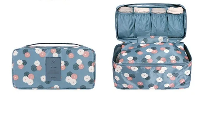 Blue flowers Американские тренды, сумка для путешествий, органайзер для бюстгальтера, нижнего белья, для личного хранения, косметичка для макияжа, легкие дорожные сумки для туалетных принадлежностей - Цвет: Blue flowers