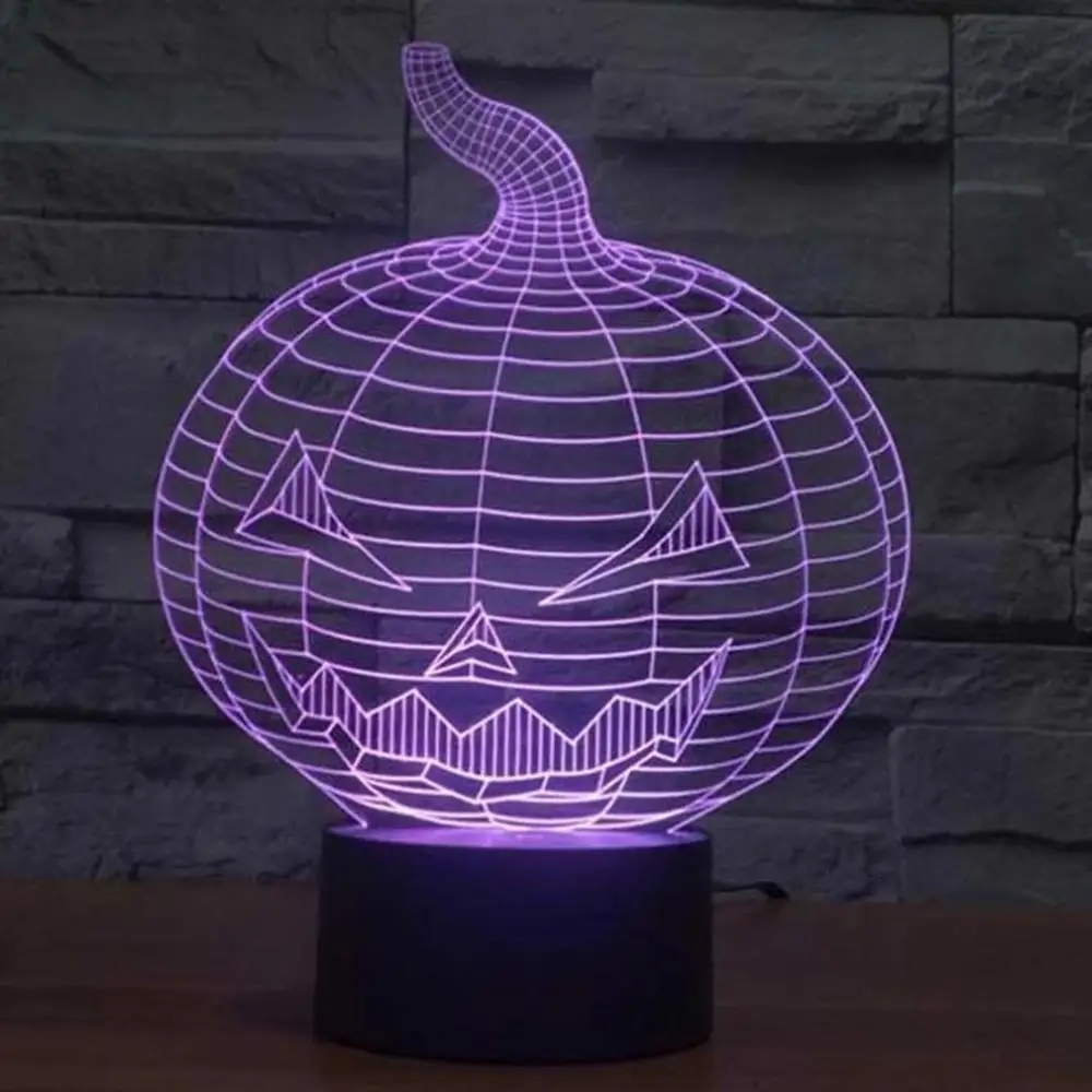 Хэллоуин Тыква 3d настольная лампа красочное видение стерео акриловый 3D ночной Светильник Touch Luminaria De Mesa Usb 3d настольные лампы
