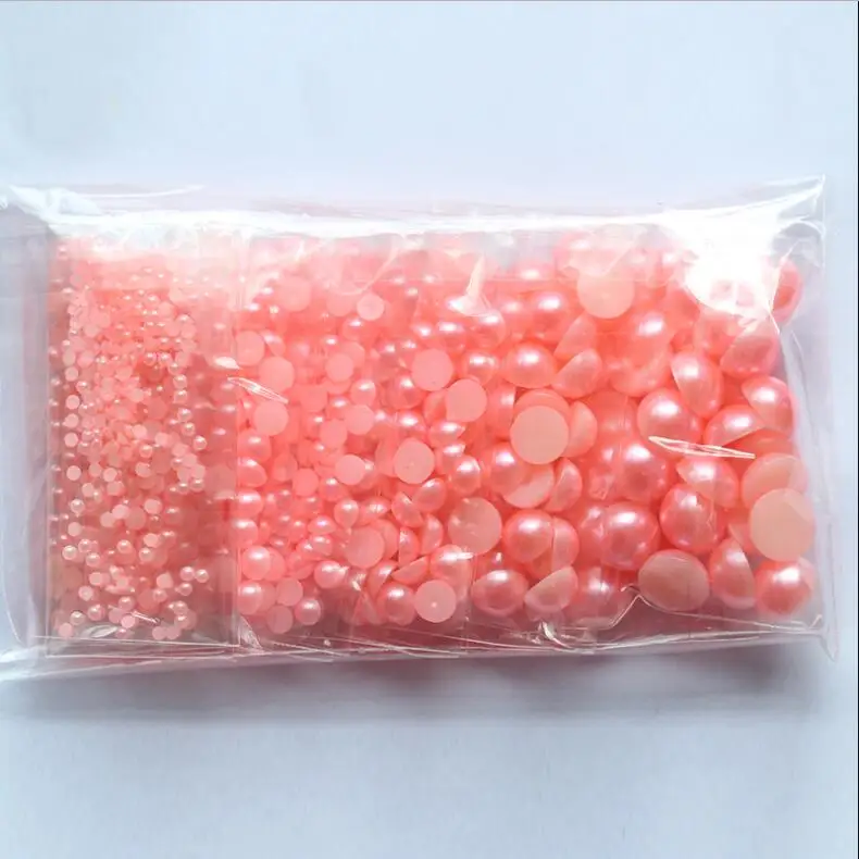 Light Pink 800 шт смешанный размер 2-10 мм Красочные Имитация Половина круглые жемчужные бусины Flatback жемчуг DIY Дизайн ногтей ювелирные изделия изготовление аксессуаров ногтей бусины - Цвет: Light Pink
