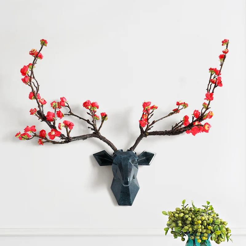 Deer head With Flower Antler 3d Wall Decor Modern Animal Hear home Decorations Abstract Sculpture wall Statue for Gift Deer head With Flower Antler 3d Wall Decor Modern Animal Hear home Decorations Abstract Sculpture wall Statue for Gift