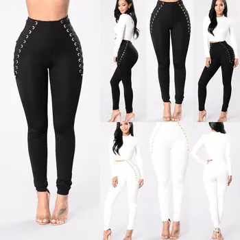 

Casual New High Waisted Thick Leggings Jeggings Stretch Skinny Black White Pants