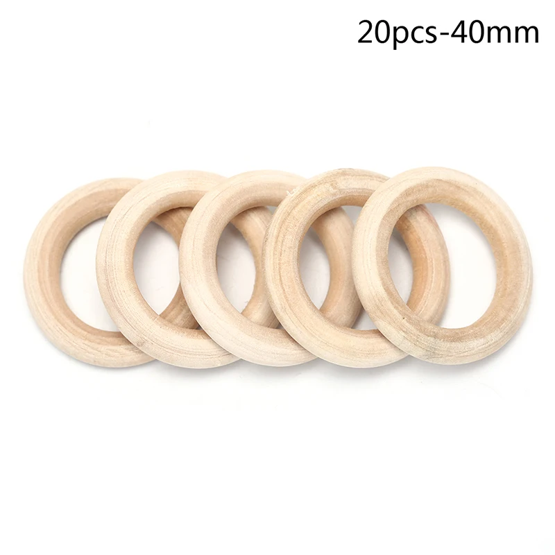 20pcs 40mm 5/10/20/50 шт 10 размеров натуральное дерево Прорезыватели для зубов деревянные кольца Для детей DIY деревянный ювелирных изделий Ремесла - Цвет: 20pcs 40mm