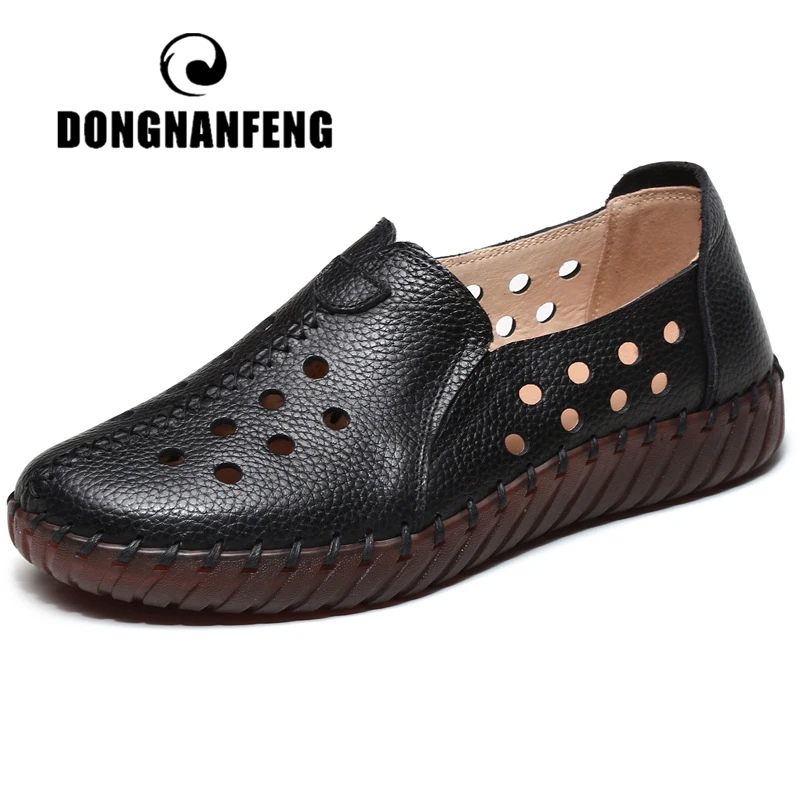 Женские мокасины без застежки DONGNANFENG лоферы из натуральной кожи обувь на плоской