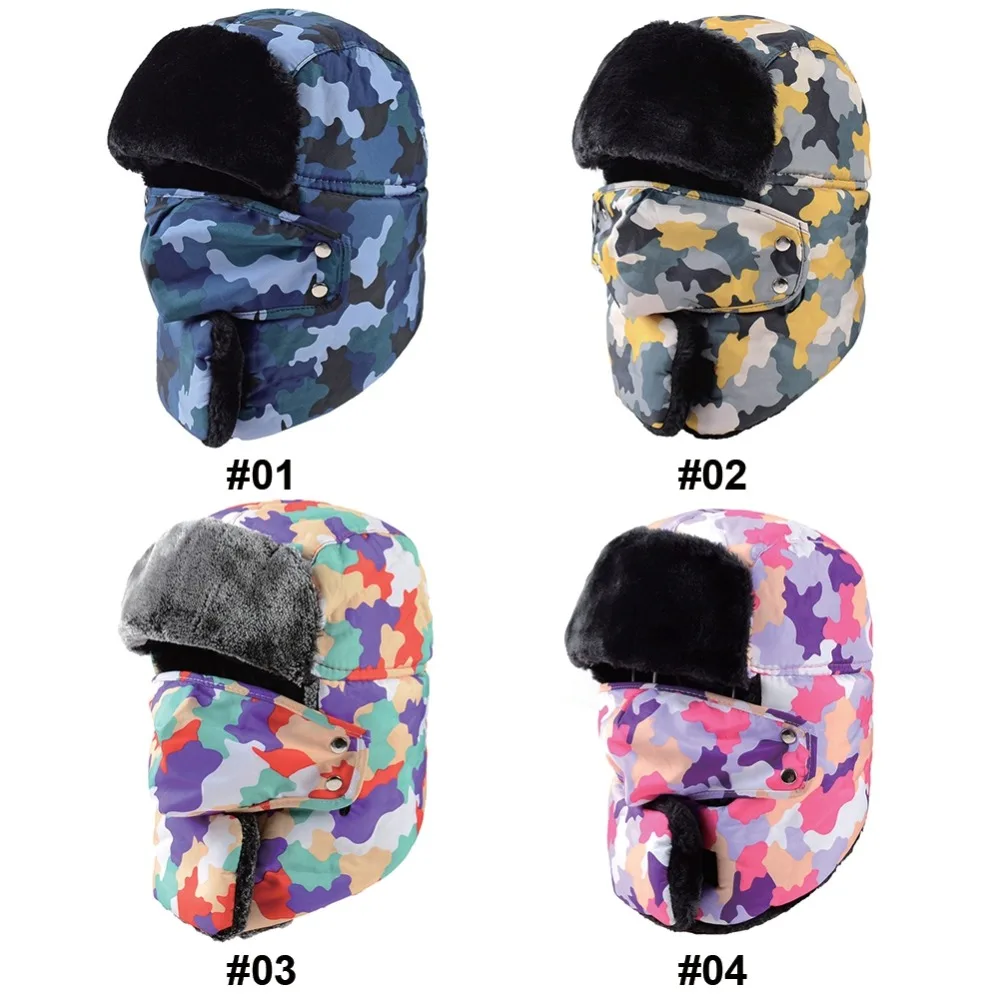 Bomber Hat Women Men Thick Fluffy Windproof Face Mask Scarf Cap Outdoor Winter Apparel Accessories