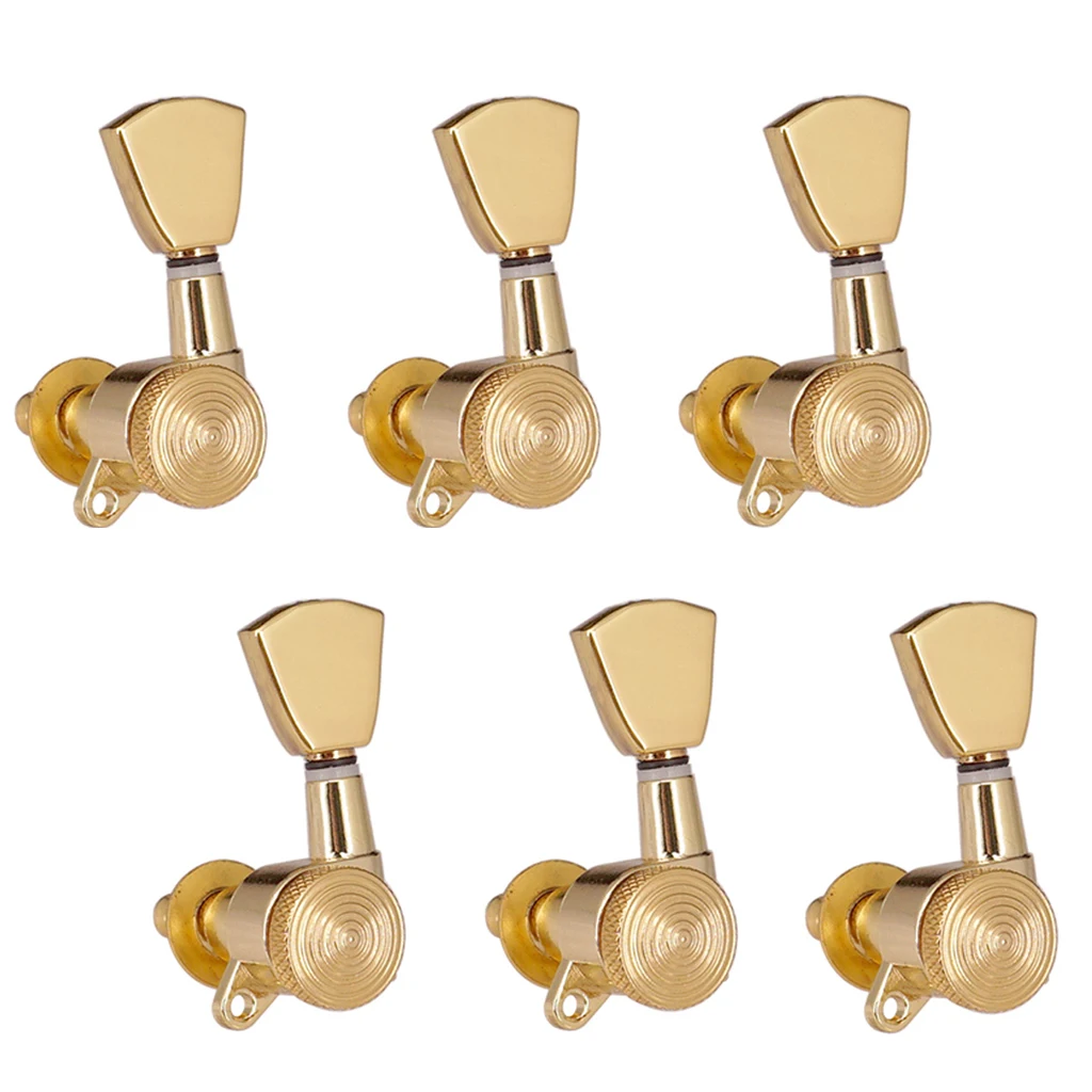6 Pieces 6L Left Closed String Tuning Keys DIY for Acoustic Electric Guitar Parts, Golden