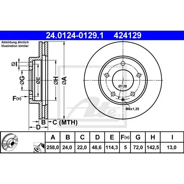 Диск тормозной переднийMazda 626/MX-6/Xedos 6 1.6-2.5 91 ATE 24