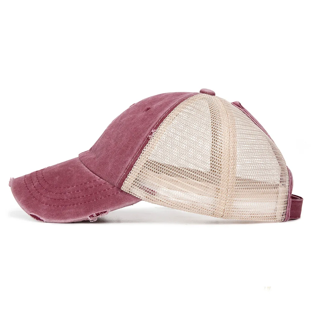 Мытый конский хвост бейсболка для женщин Snapback шляпа Женская Сетка Дальнобойщик Кепка s модная летняя кепка для девочек регулируемая спортивная шапка Кепка