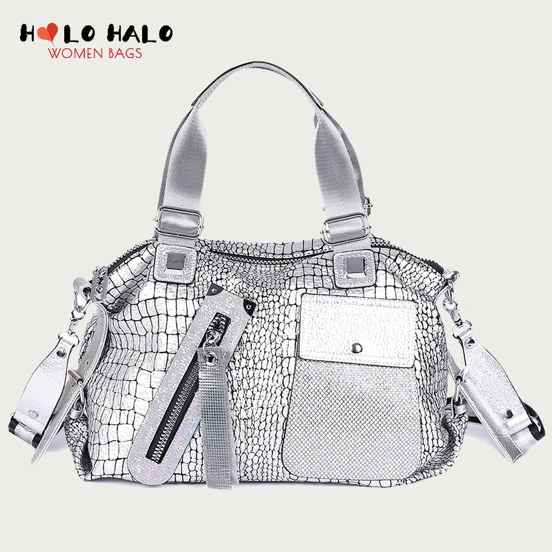 Women Leather High Capacity Glossy Cross Body Bag Handbag Fashion Shoulder Bags