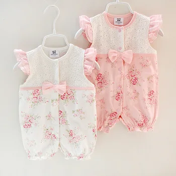 

2020 Floral baby princess baby clothing Romper Teddy jumpsuit summer