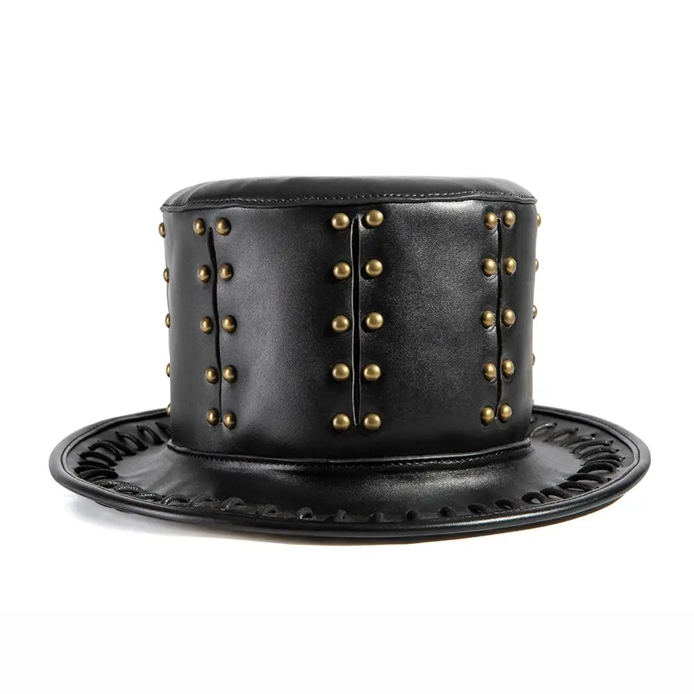 Gear Duke стимпанк шляпа из искусственной кожи Топ шляпа Викторианский мужской Millinery традиционные Волшебные шляпы волшебников