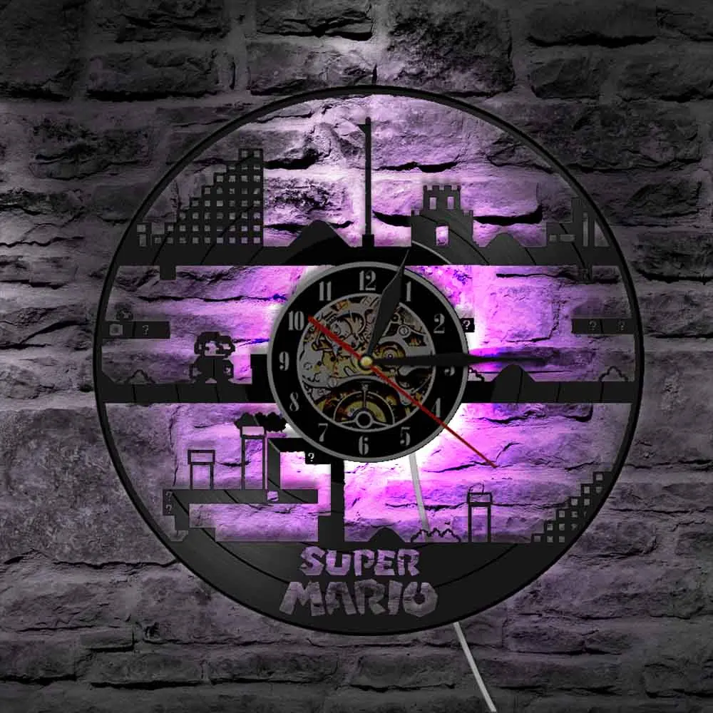 Classic Retro Game Vinyl Record Wall Clock Modern Wall Lamp 3D Wall Watches Time Clocks Creative Handmade Watch Game Lover Gift