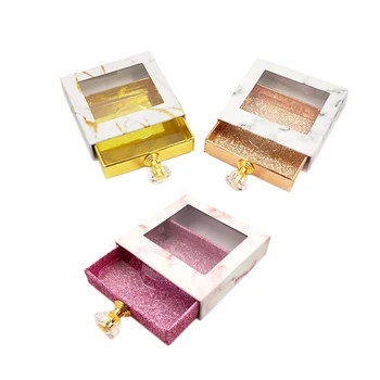 

5Pcs Marble Lash Box Packaging Box Fake 3D Mink Lashes Boxes Faux Cils Strip Diamond Magnetic Case Empty
