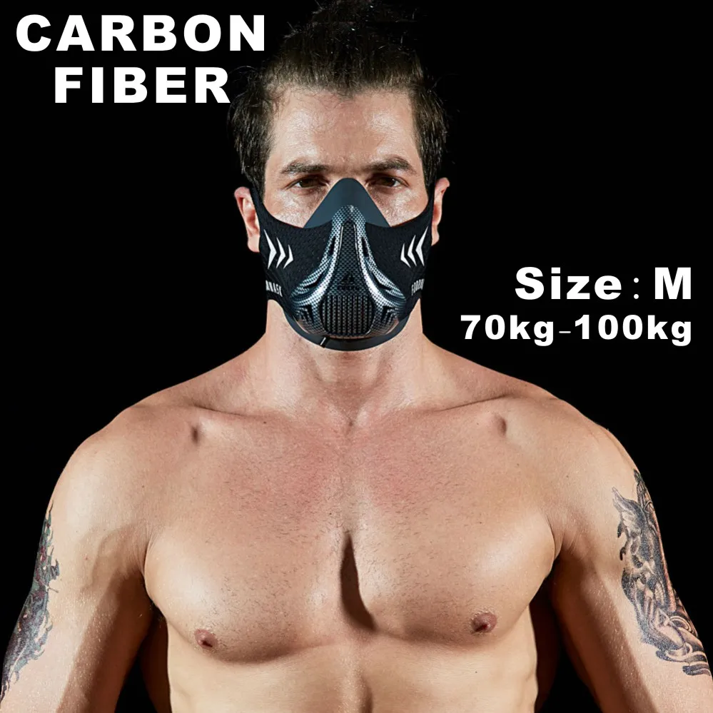 Carbon fiber M FDBRO, Спортивная маска, 3,0, для тренировок, фитнеса, тренировок, маска для бега, велоспорта, бега, кардио, подъемного зала, дышащие маски - Цвет: Carbon fiber M