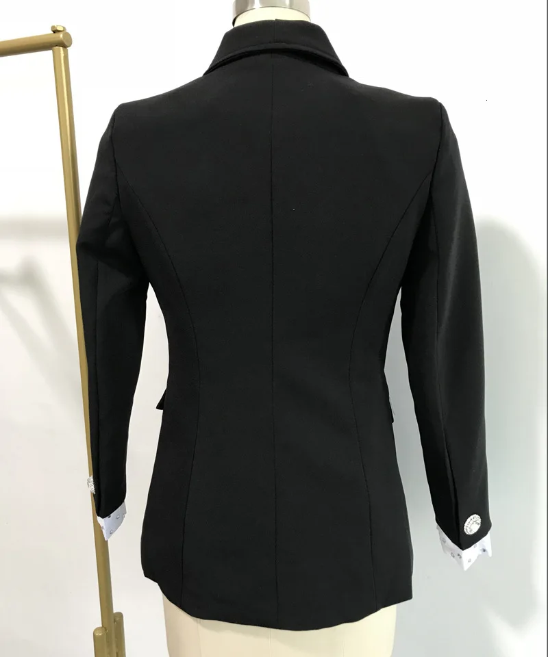 [LIVIVIO] Double Breasted Korean New Patchwork Long Sleeve Blazer Women Coat Ladies Fashion Clothing Autumn
