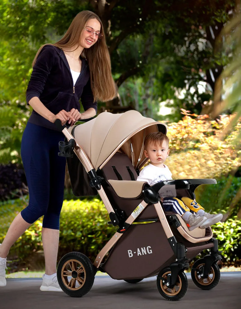 Reversible Baby Stroller Portable Foldable Infant Travaling Carriage Anti-vibration Newborn Pram with Gifts for 0-3 Years Old