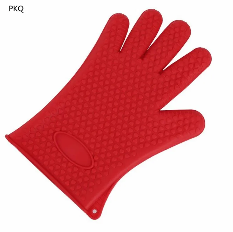 Red 1 шт. 27,5*19,5 см очень толстая Профессиональная кухонная рукавица и прихват для микроволновой печи Нескользящая Перчатка Силиконовая прихватка Прихватки для кухонной духовки - Color: Red