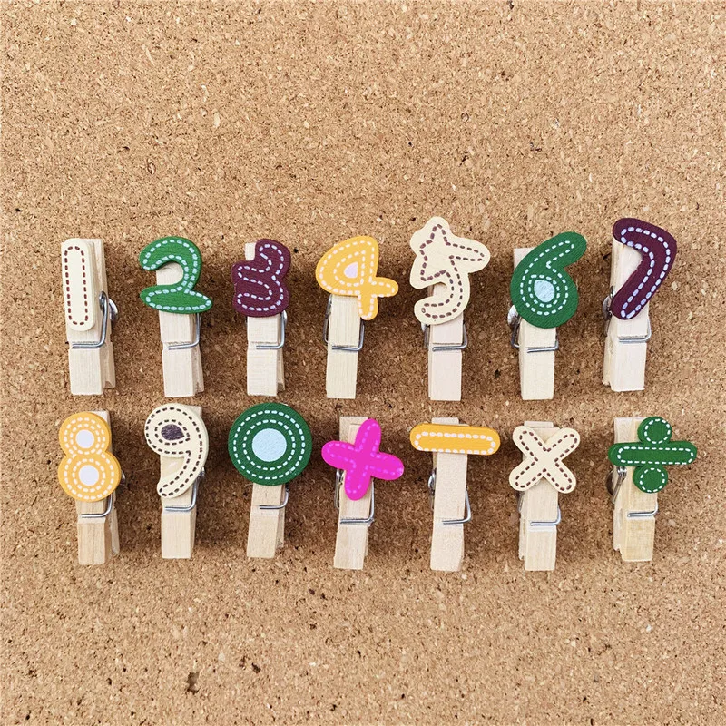 

1set Wooden Push Pins Thumbtack Cute Number Symbols School Nail Decorative Photo Wall Craft PushPins Home Binding Supplies