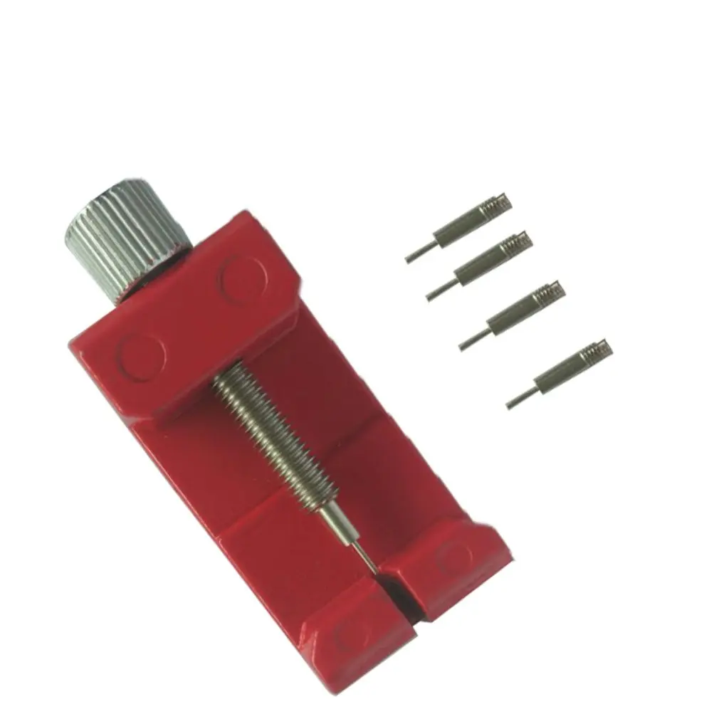 

Red Simple Watch Band Strap Link Remover Repair Tool With Extra 4pcs Replace Tip Pins Accesories Adjustable Portable Watchmaker