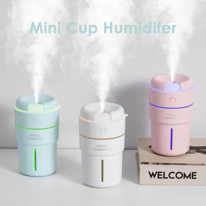 320ml Cup Air Humidifier With Battery USB Ultrasonic Humidifiers For Home Aroma Diffuser Essential Oil Diffuser Mist Maker