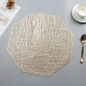 

Placemats Octagonal Hollow Waterproof Placemats for Dining Table Set of 10 Placemats Octagonal Non Slip for Kitchen and BBQ Tabl