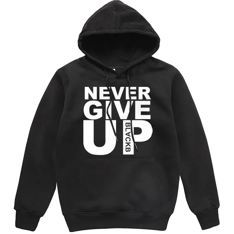 Мужская толстовка с надписью NEVER GIVE UP стиль Индивидуальный костюм Мужская теплая Толстовка Повседневная Уличная одежда костюм хипстера для мужчин - Цвет: black 5