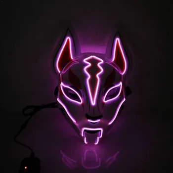 

Fox full face neon mask Led mask Halloween party mask mask in dark horror glow glowing mask purification