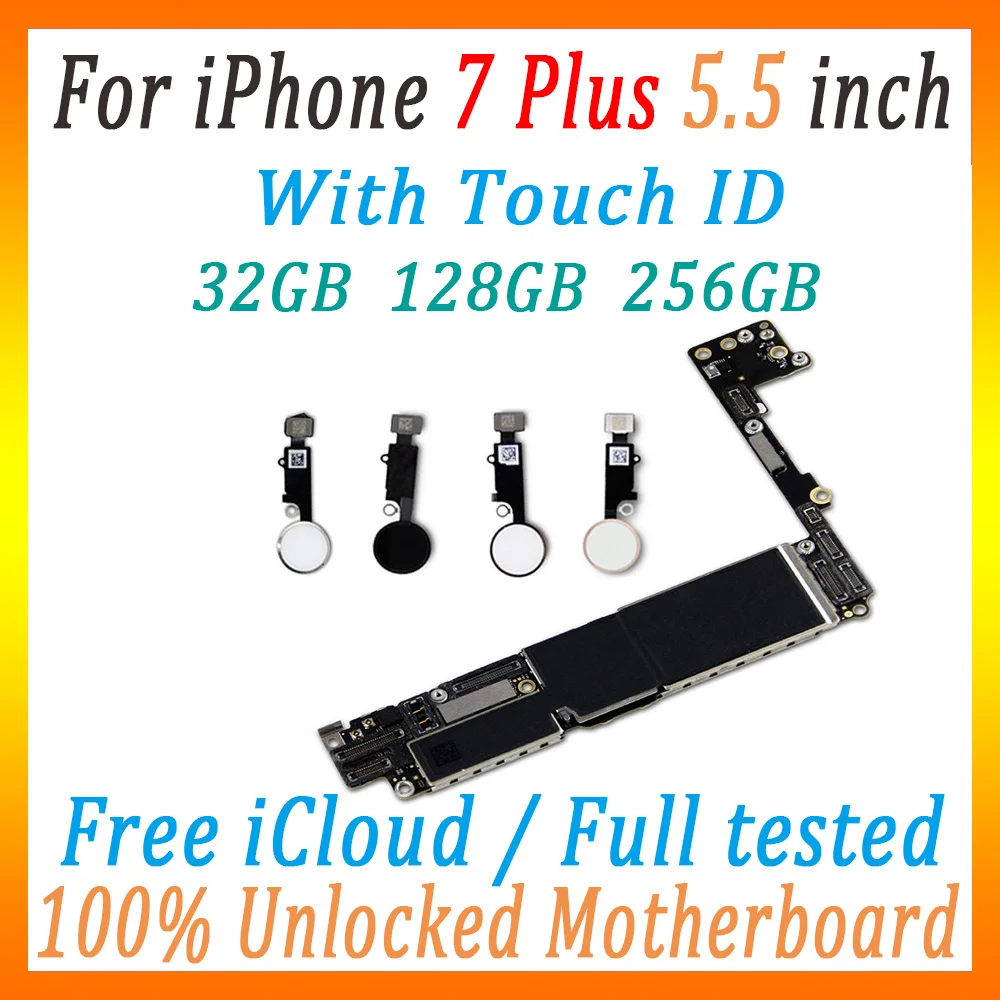Оригинальная материнская плата для iphone 7 p 7 plus, материнская плата с/без touch ID MB, полностью протестированная разблокированная, хорошая работа
