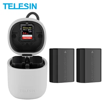 

TELESIN 2Pack NP-FZ100 Battery + 3 in 1 Dual Slots Charger SD Card Reader Storage Box for Sony A9 A7M3 A7R3 A7R4 a7R III ILCE-9