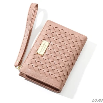 

Women Handheld Woven PU Wallet Clutch Bag Cash Card Case Photo Zipper Coin Purse 517D
