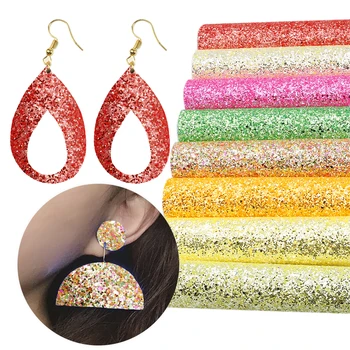 

David accessories 20*34cm Flash Chunky Glitter Faux Synthetic Leather Fabric DIY Bow Bag Material Home Decoration,1Yc8090