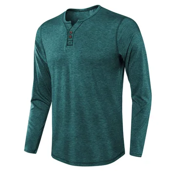 

2020 European and American men's solid color fashion casual long-sleeved t-shirt 1244