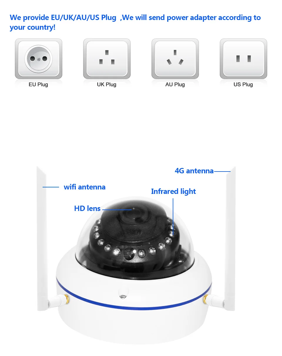 3g 4G sim-карта 1080P HD Беспроводная купольная ip-камера аудио домашняя CCTV камера безопасности ночное видение SD карта CamHi