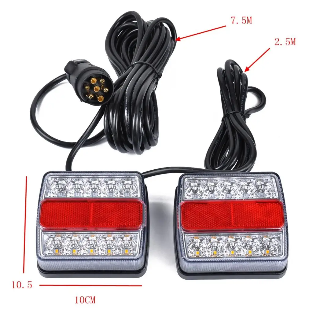 12V Waterproof LED Trailer Lights Stop/Indicator/Tail Light Kit Red+White images - 6