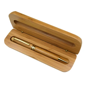 

One Set Bamboo Pen With Pencil Case Gift Box Black Blue Ink Bamboo Roller Ball Pens To Write Writing Materials