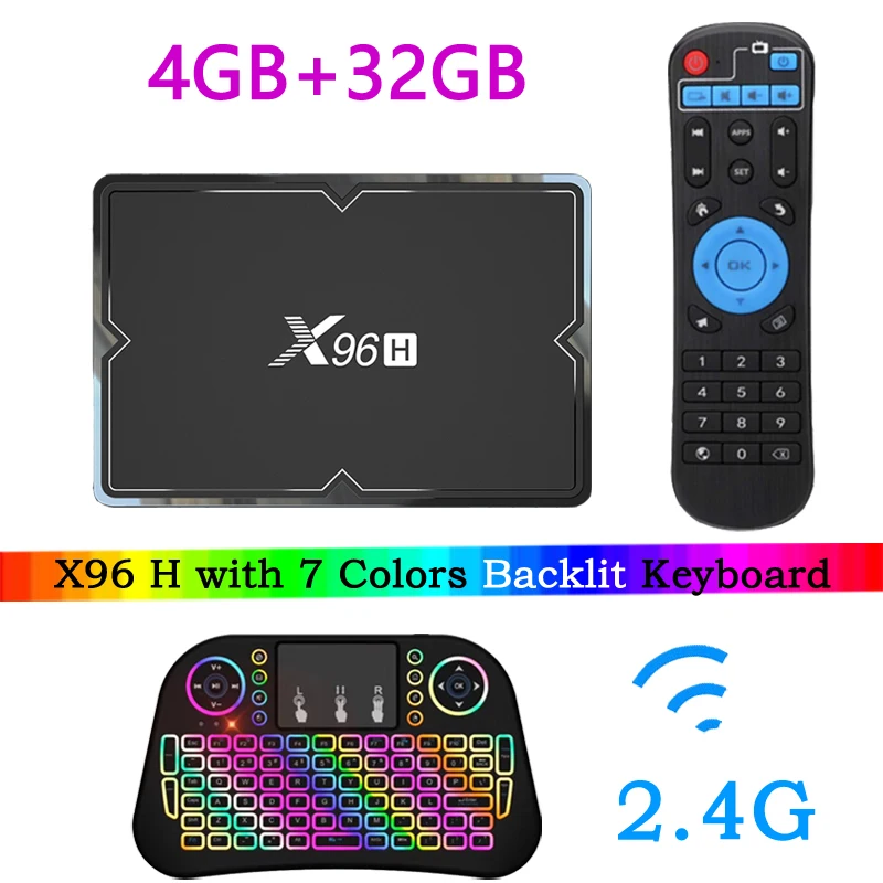 X96 H Смарт ТВ Box Android 9,0 IPTV Set-Top Box 6K 2 ГБ 4 ГБ оперативной памяти, 16 Гб встроенной памяти, 32 ГБ, 64 ГБ, 4 ядра media player PK HK1 MAX H96 A95X - Цвет: 4GB   32GB   J