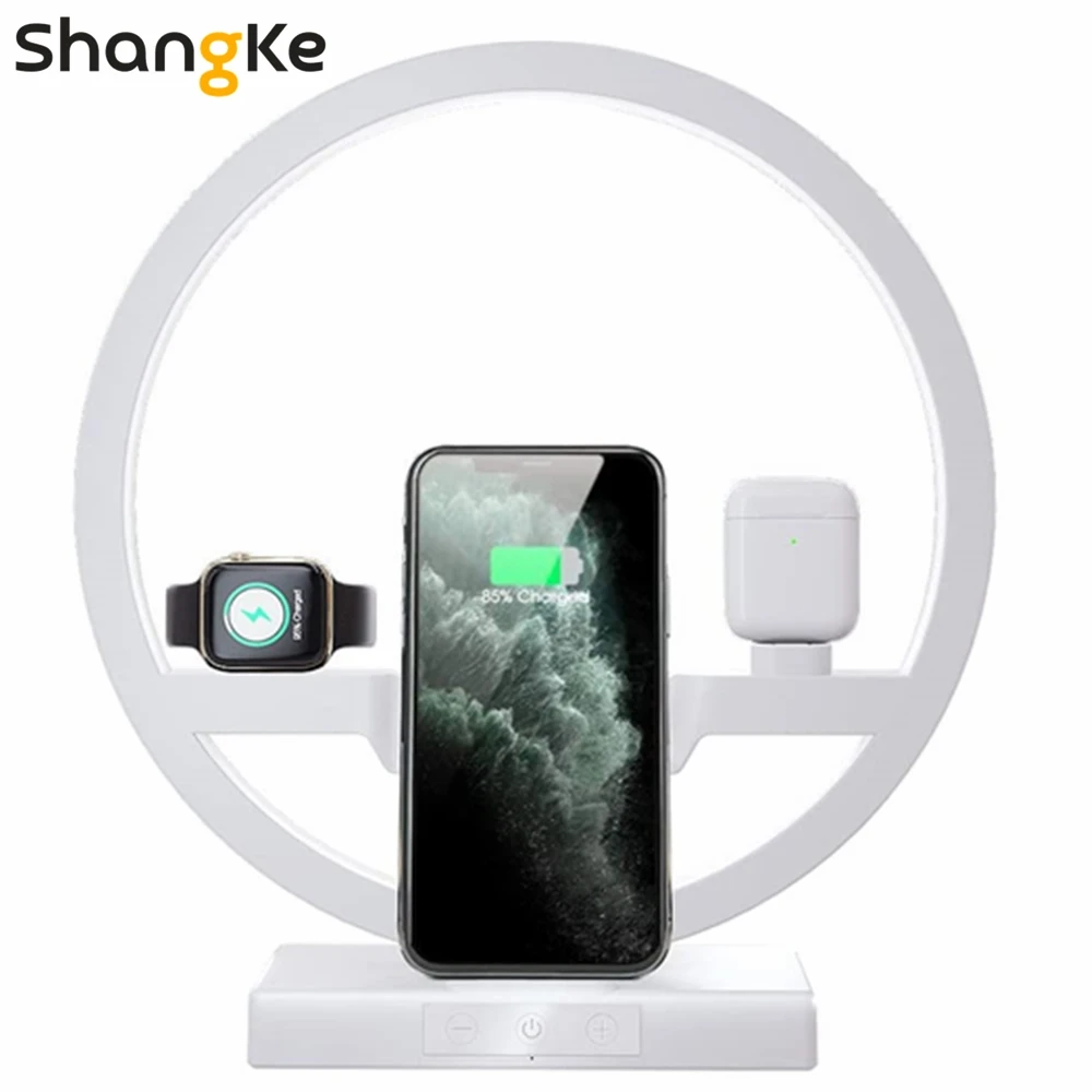 Wireless Charger Multifunction 30W Fast Charging Station with Nightlight Compatible Apple Watch Airpods iPhone 12 12 pro 11 XS 8