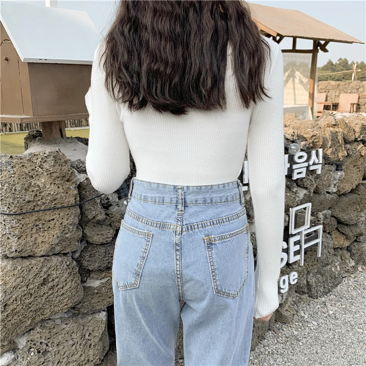 Мягкая водолазка, зимние пуловеры, свитера для женщин, вязаный длинный рукав, простой однотонный пуловер, женский свитер
