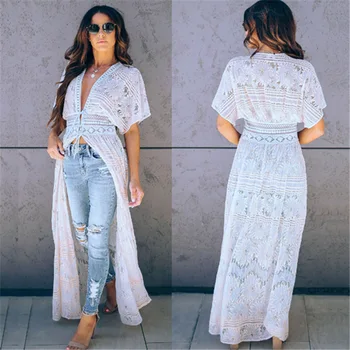 

Beach Dress Swimsuits Plage Pareo For The Plus Size Swimwear Swim Wear Embroidery Smock Upper Garment Solid Polyester Cape Beach