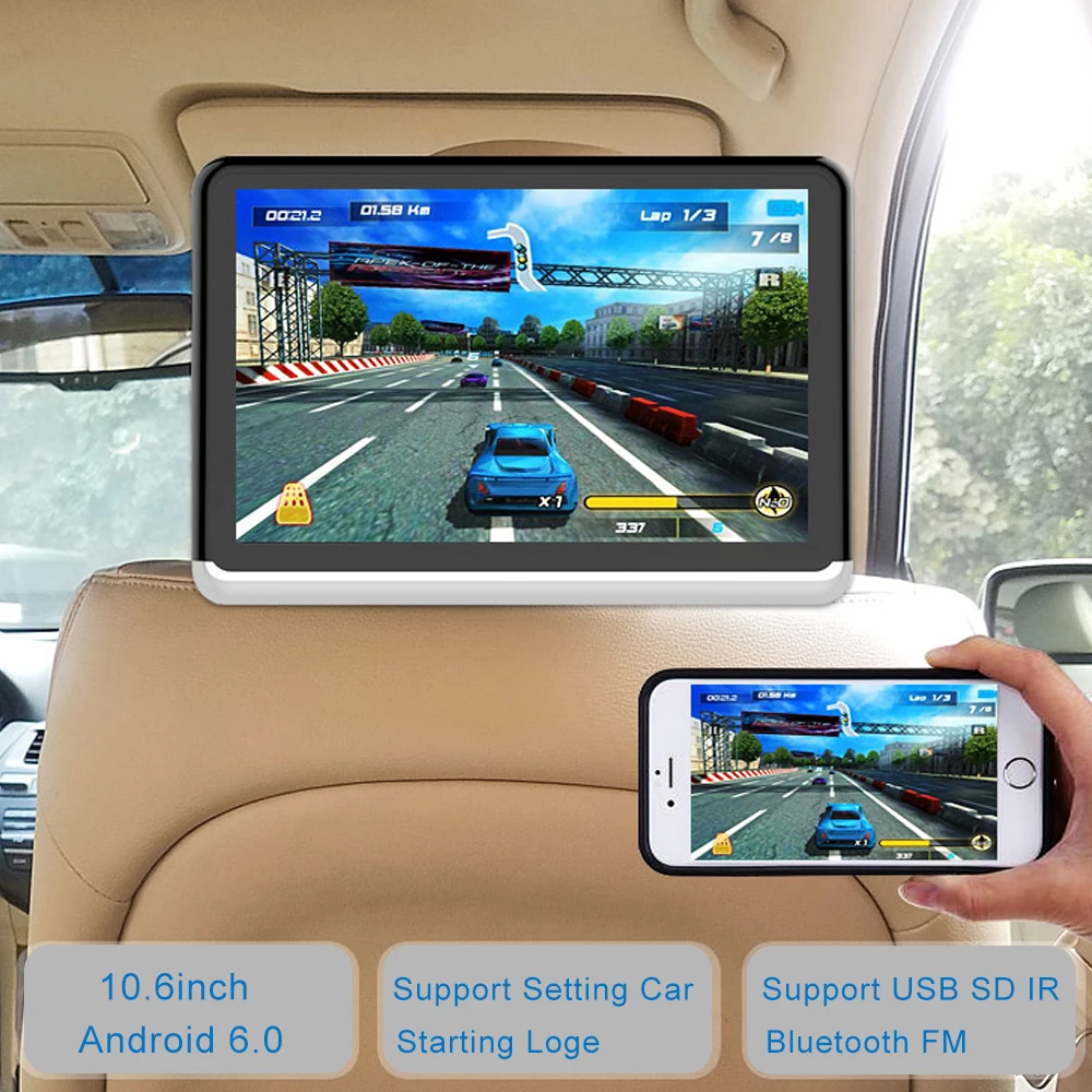 2 шт. Автомобильный подголовник Monictot 10,1 дюймов ips сенсорный dvd-плеер Android 6,0 1080P HD wifi/HDMI/USB/TF/BT ram 1 Гб Поддержка Android APP