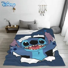 Manta de felpa de dibujos animados de Disney Stitch para niños, manta suave y cálida de franela para sofá y cama, cobertor de invierno a cuadros