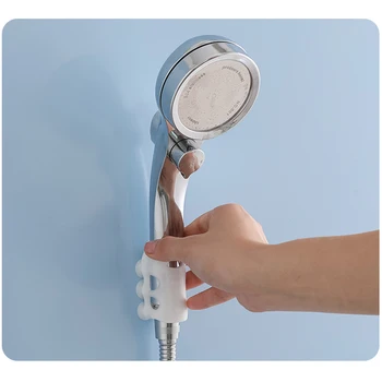 

2pcs Movable Shower Head Holder with Suction Cup Adjustable Bathroom Hooks Rack Bracket Wall Mounted Silicone Shower Holder