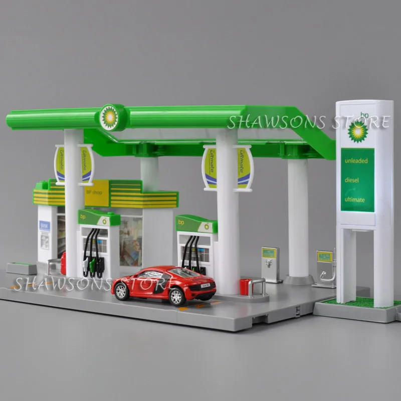 Газовая АЗС автосервис Playset с 1: 64 Литой автомобиль модель миниатюрная Игрушечная копия