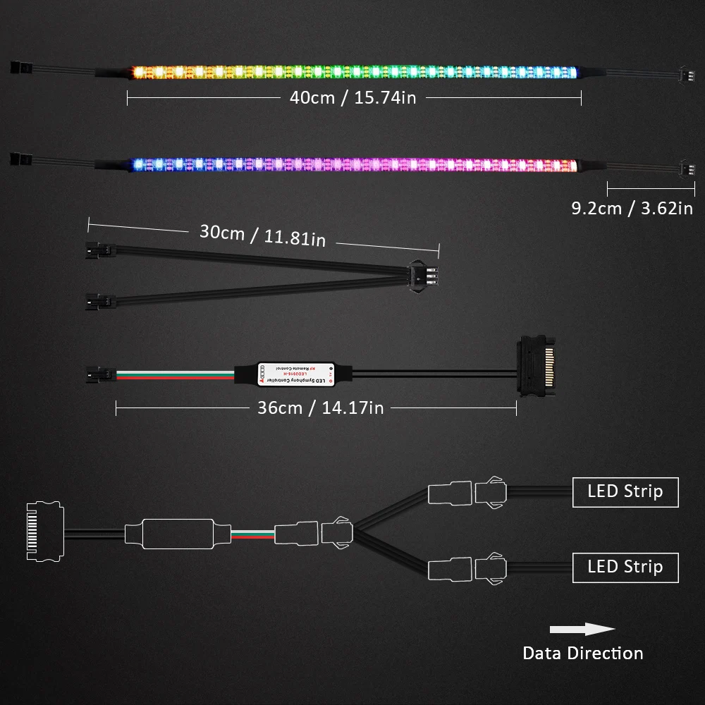 US $9.68 5V Addressable Digital WS2812b RGB LED Strip LED Symphony Controller Full Kit For PC Computer Case SATA Power Supply Interface